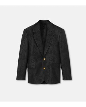 Versace Jacquard Wool-Blend Blazer - Black