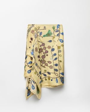 Versace Printed Silk Twill Midi Skirt - Metallic