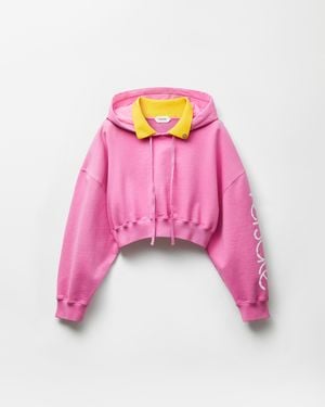 Versace Sudadera Corta De Algodón Con Capucha - Rosa