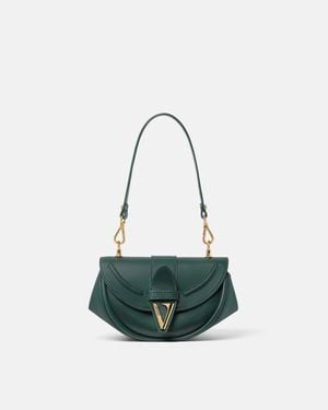 Versace Virtus Small Leather Shoulder Bag - White