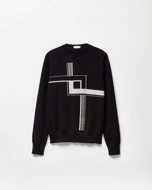 Versace Intarsia Cashmere Knit Jumper - Black