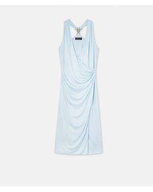 Versace Viscose-Jersey Midi Dress - Blue