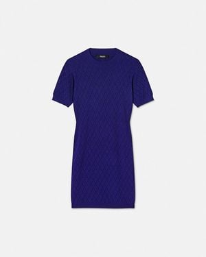 Versace Robe Mi-Longue En Maille Jacquard V Allover - Bleu