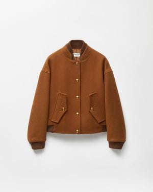 Versace Bomber En Laine Double - Marron