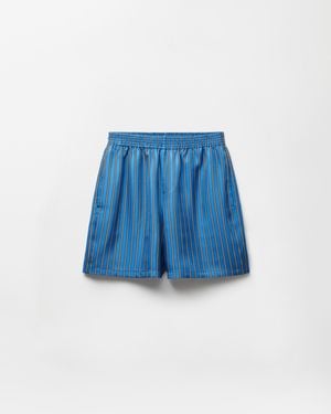 Versace Printed Silk Twill Shorts - Blue