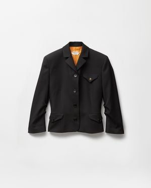 Versace Draped Grain De Poudre Wool Jacket - Black