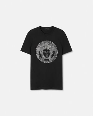 Versace T-Shirt Con Cristalli Medusa - Nero