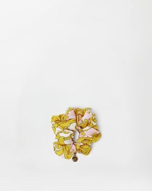 Versace Printed Silk Scrunchie - White