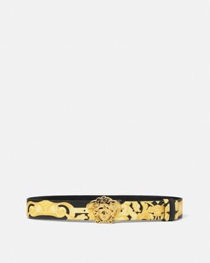 Versace La Medusa Wendegürtel Aus Leder, 4 Cm - Mettallic