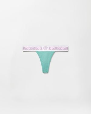 Versace Ribbed Cotton Thong - Blue