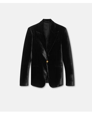 Versace Velvet Single-Breasted Blazer - Black