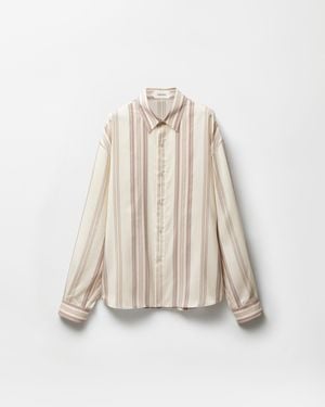 Versace Striped Silk Loose Shirt - Natural