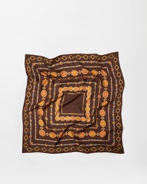 Versace Pañuelo De Sarga De Seda Estampado 90 Cm - Marrón