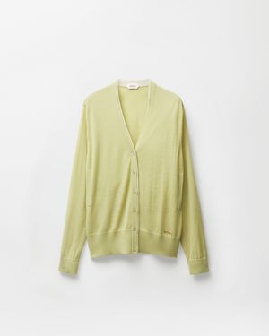 Versace Embroidered Wool Knit Cardigan - Green