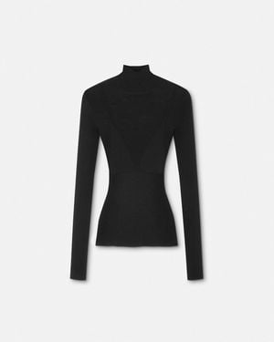 Versace Top De Punto De Lana Con Cuello Alto - Negro