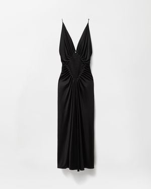 Versace Ruched Sleeveless Gown - Black