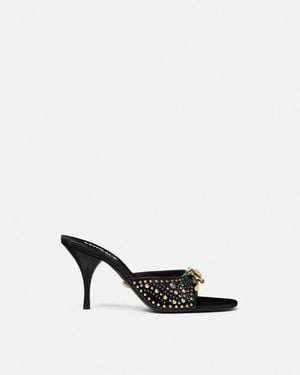 Versace Studded Opera Bow Mules 85 Mm - White