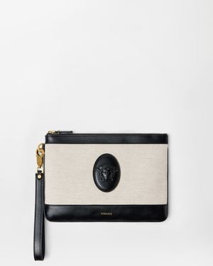 Versace Rivière Canvas Pouch - Natural