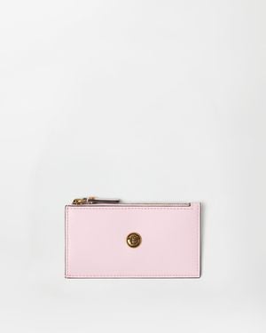 Versace Emblème Leather Zip Card Holder - Pink