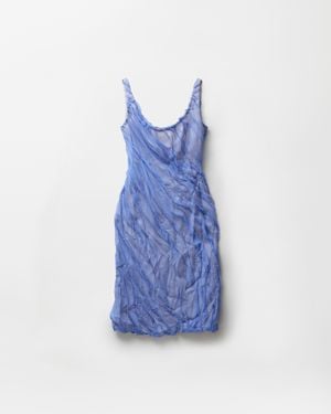 Versace Draped Silk-Chiffon Midi Dress - Blue