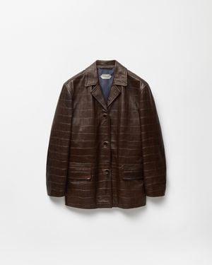 Versace Croc-Effect Nappa Blazer - Brown