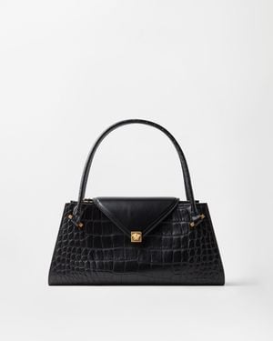 Versace Severine Croc-Effect Leather Shoulder Bag - Black