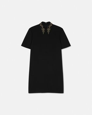 Versace Dress With Appliqués On The Collar - Black
