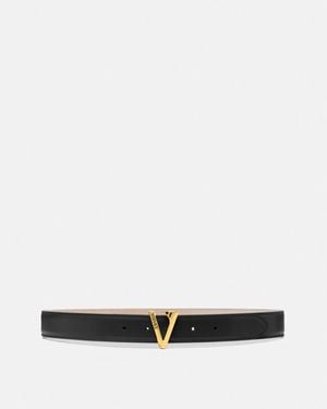 Versace V Leather Belt 1.2" - White