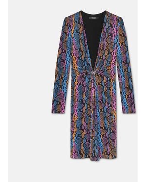 Versace Printed Viscose-Jersey Midi Dress - Blue