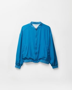 Versace Silk Poplin Zip Blouson - Blue