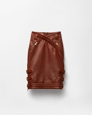 Versace Falda Midi De Napa - Rojo