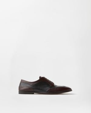 Versace Mick Derby Zapatos De Piel - Blanco