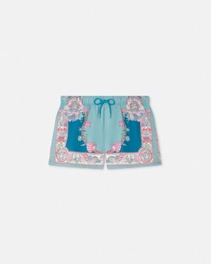 Versace Coral Theatre Swim Shorts - Blue