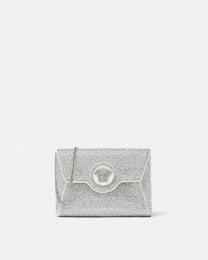 Versace La Medusa Bolso Clutch De Satén Con Adornos - Blanco