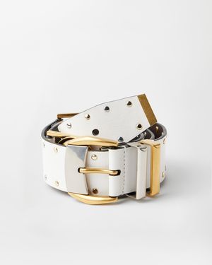 Versace Studded Leather Belt 4 Cm - White