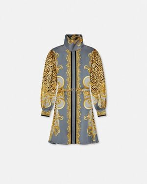 Versace Cheetah Foulard Lavallière-Minikleid - Weiß