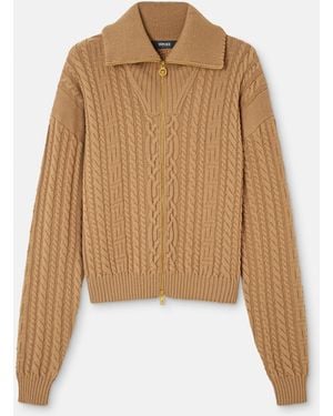 Versace Jersey De Punto De Lana Con Cremallera - Neutro
