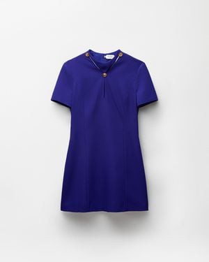 Versace Grain De Poudre Wool Mini Dress - Blue