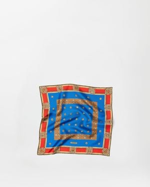 Versace Printed Silk Twill Scarf 45 Cm - Blue