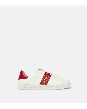 Versace Greca Embellished Trainers - White
