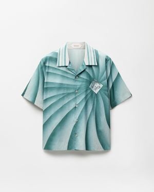 Versace Printed Cotton-Poplin Shirt - Blue