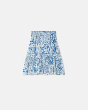 Versace Underwater Barocco Crêpe Midi Skirt - Blue