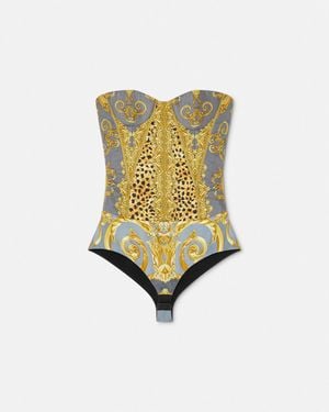 Versace Trägerloser Duvet Stripes Body - Weiß