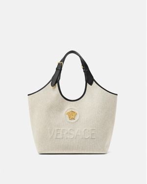Versace La Medusa Tote Bag Aus Canvas - Natur