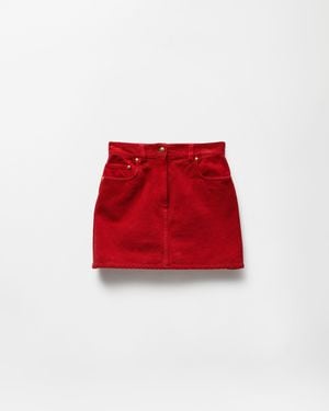 Versace Mini Jupe En Velours Côtelé - Rouge
