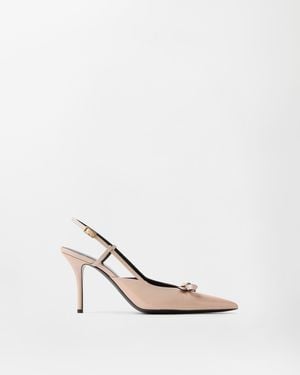 Versace Camille Patent Leather Slingbacks 85 Mm - White
