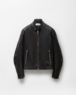 Versace Chaqueta Biker De Napa - Negro