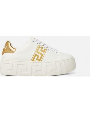 Versace Greca Embroidered Sneakers - White
