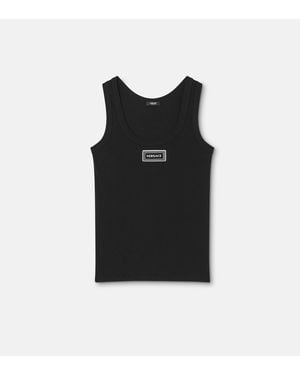 Versace Ribbed Stretch Cotton Tank Top - Black