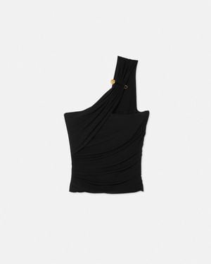 Versace Safety Pin One-Shoulder Bustier - Black
